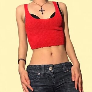 Crimson Red Cropped Tank Top